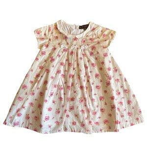 Fleurisse Baby Dress Cotton White with Pink Roses White Petticoat 12/18 Months